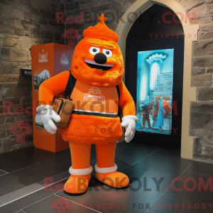 Maskotfigur af et orange...