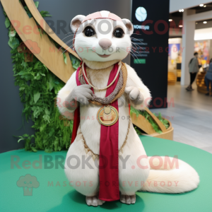 Beige Ferret mascot costume character dressed with a Wrap Skirt and Bracelets