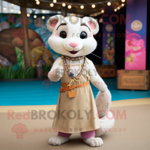 Beige Ferret maskot kostume...