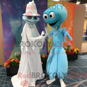 Maskotfigur af en Cyan...