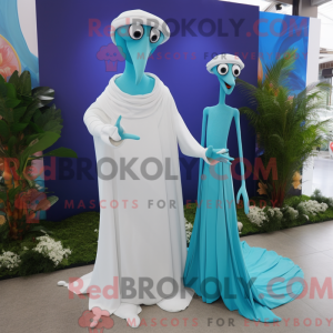 Maskotfigur af en Cyan...