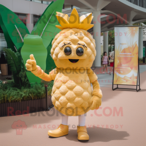 Tan Pineapple mascot costume character dressed with a Bikini and Headbands