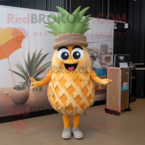 Tan Pineapple mascot costume character dressed with a Bikini and Headbands