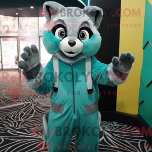 Personagem de máscara de Cyan Civet usando macacão e eleitor - Mascotes civeta - REBROKO_421477 - RedBrokoly.com