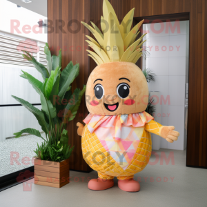 Tan Pineapple mascot costume character dressed with a Bikini and Headbands