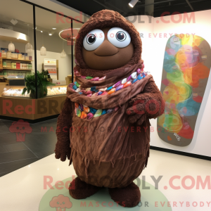 Maskot postava hnědého...