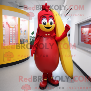 Mascottefiguur van een rode...