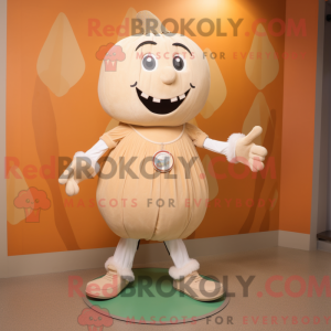 Maskotkarakter av et beige...