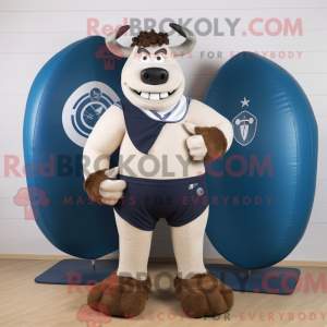 Maskotfigur af en Navy Beef...