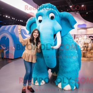 Maskot karakter af en cyan...