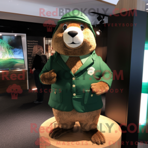 Maskot karakter af en grøn...