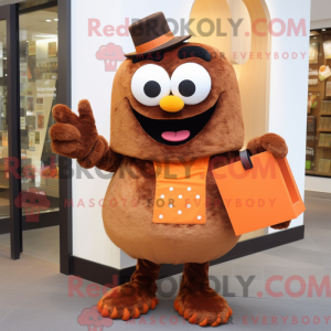 Maskot karakter af en brun...