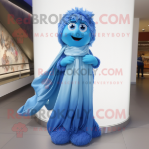Blue Bracelet mascot costume character dressed with a Evening Gown and Scarf clips