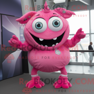 Maskotkarakter av en rosa...