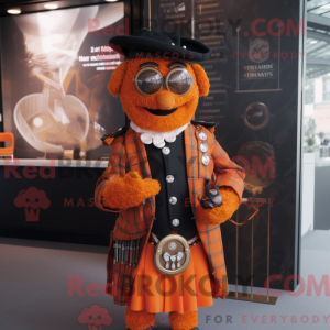 Maskotfigur af en orange...