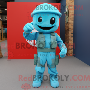 Mascot character of a Cyan...