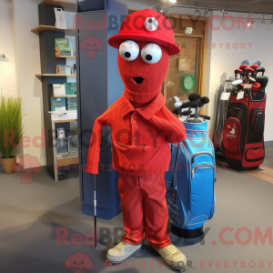 Mascottefiguur van een rode...