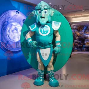 Maskotkarakter av et cyan...
