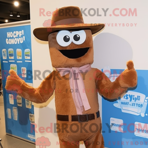 Maskot karaktär av en brun...