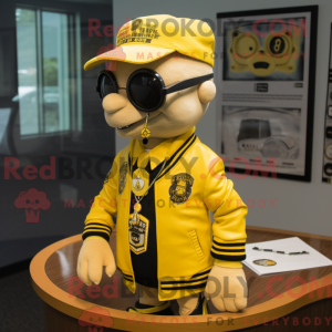 Maskot karakter af en gul...