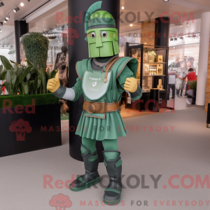 Maskotfigur af en grøn...
