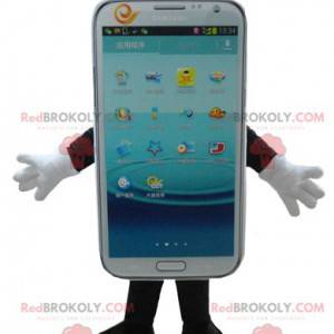 Witte touchscreen mobiele telefoon mascotte - Redbrokoly.com