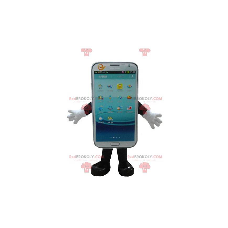 White Touch Screen Cell Phone Mascot - Redbrokoly.com