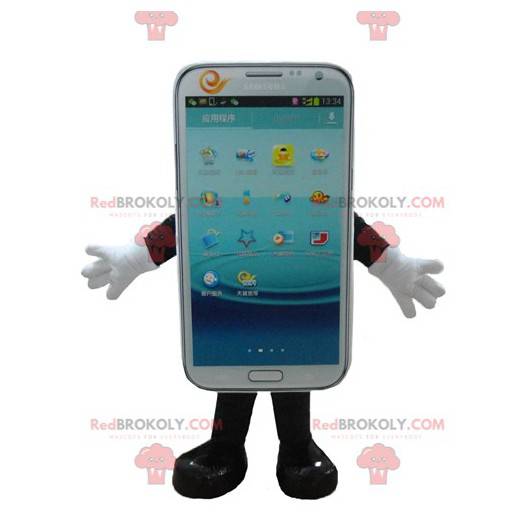 Witte touchscreen mobiele telefoon mascotte - Redbrokoly.com