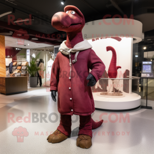 Maroon Brachiosaurus maskot...