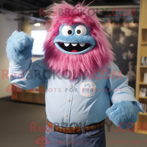 Mascottefiguur van een roze...