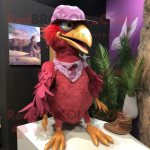 Magenta Archeopteryx mascot costume character dressed with a Henley Tee and Pocket squares