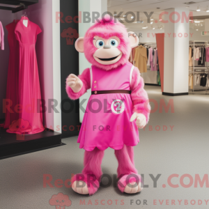 Maskotkarakter av en rosa...
