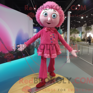 Mascottefiguur van een roze...