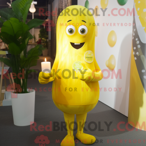 Mascottefiguur van een gele...