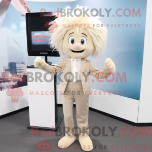 Maskotkarakter av en beige...