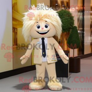 Maskotkarakter af en beige...