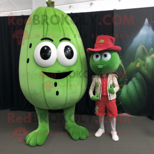 Green Watermelon mascot costume character dressed with a Capri Pants and Watches