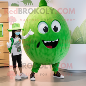 Green Watermelon mascot costume character dressed with a Capri Pants and Watches