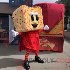 Maskot karakter af en rød...