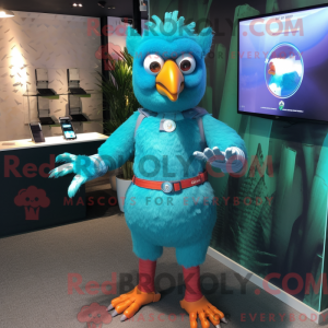 Maskotkarakter af en Cyan...