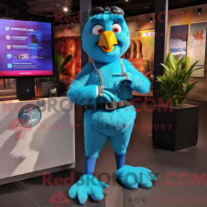 Mascot character of a Cyan...