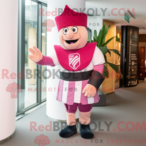 Mascottefiguur van een roze...