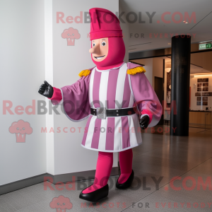 Maskotkarakter av en rosa...