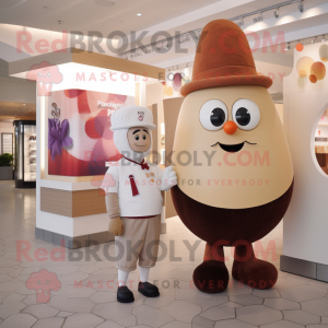 Cream Plum mascot costume character dressed with a Henley Tee and Watches