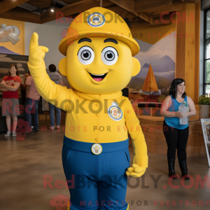 Maskot karakter af en gul...
