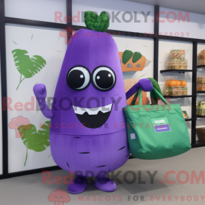 Maskot karakter af en lilla...