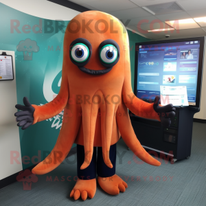 nan Squid mascot costume character dressed with a V-Neck Tee and Foot pads