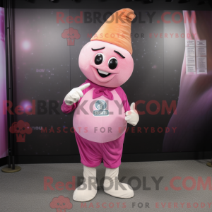 Maskottchenfigur einer rosa...