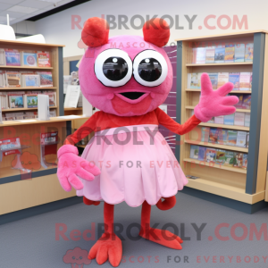 Maskotkarakter av en rosa...