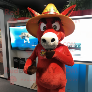 Red Donkey maskot kostume...